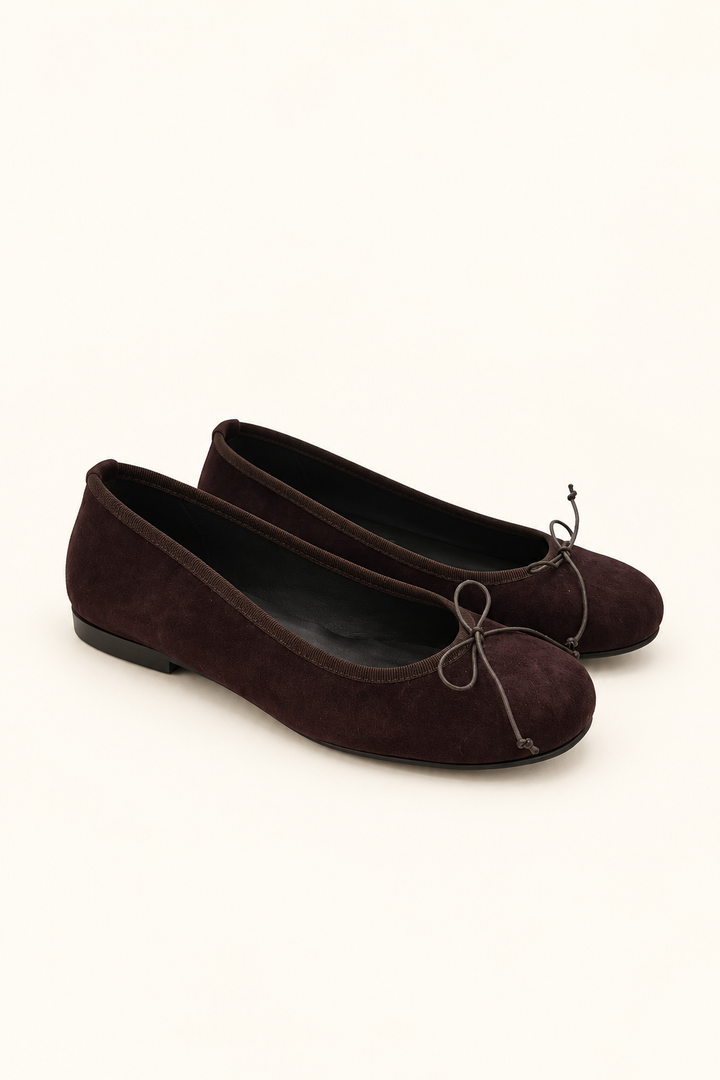 BOLLICINE- Ballerine in pelle nera e scamosciata