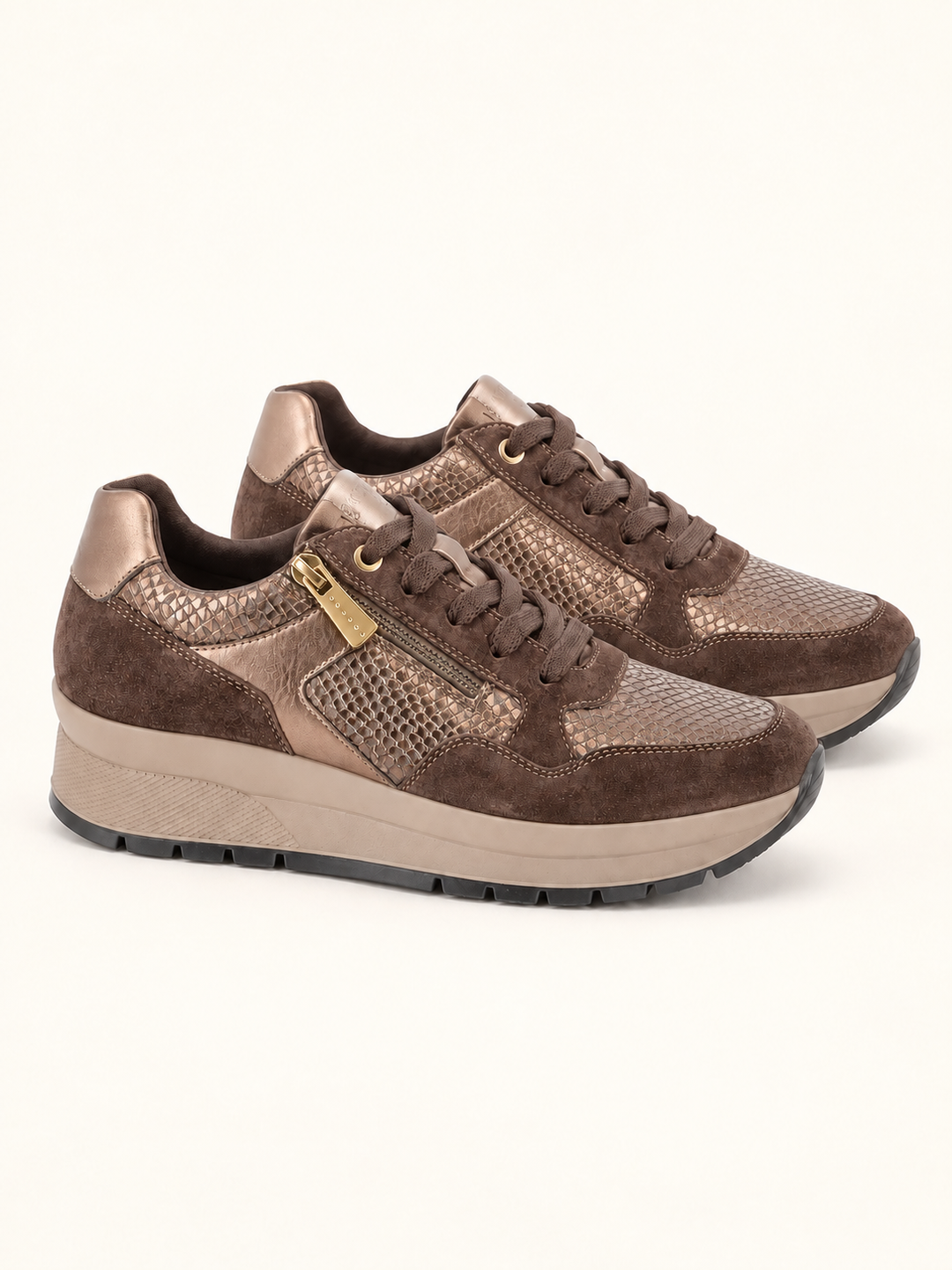IGI&CO 2173111 Sneakers con zeppa da donna marrone con zip
