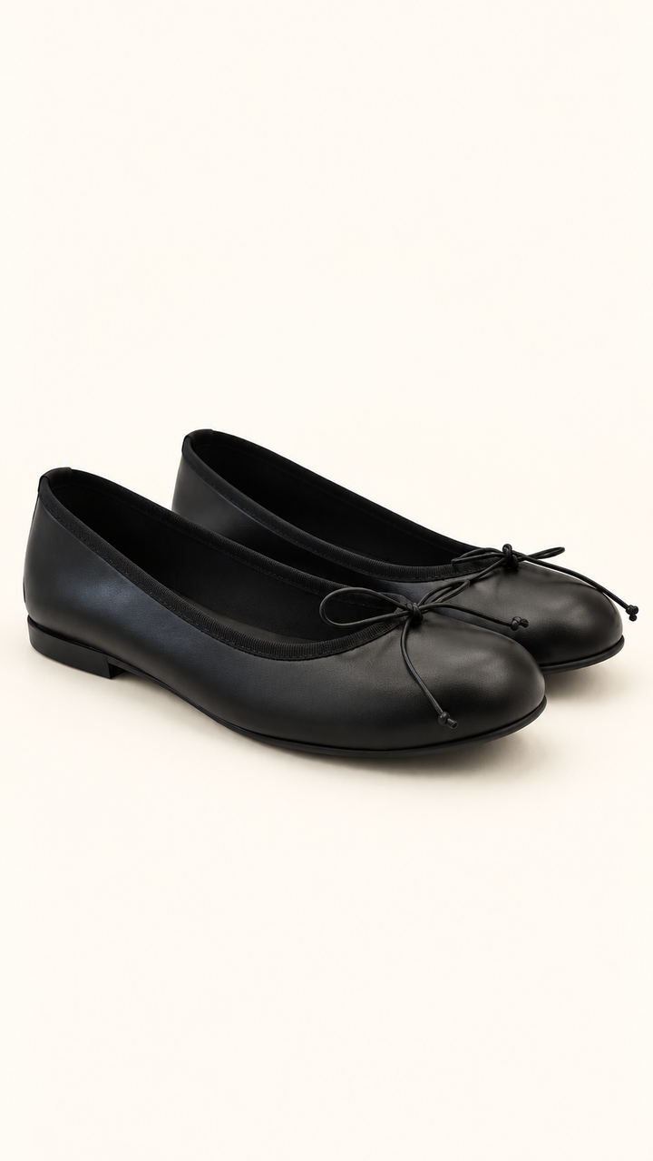 BOLLICINE- Ballerine in pelle nera e scamosciata
