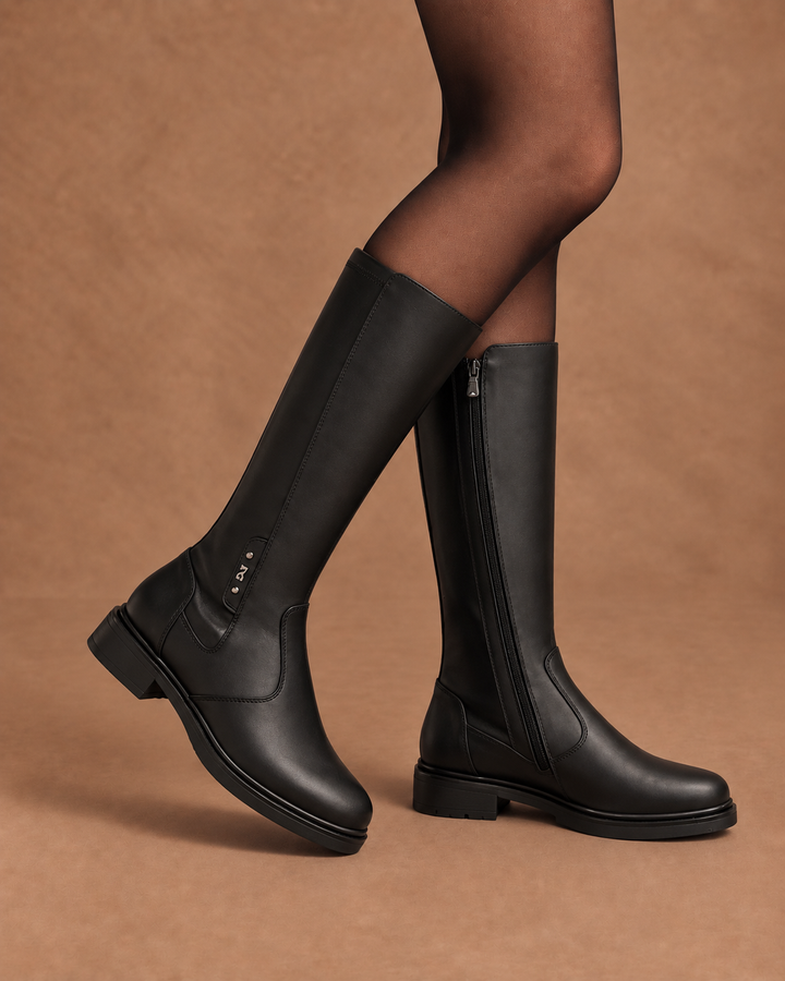 NERO GIARDINI STIVALE DA DONNA IN PELLE E TESSUTO TECNICO I617969D