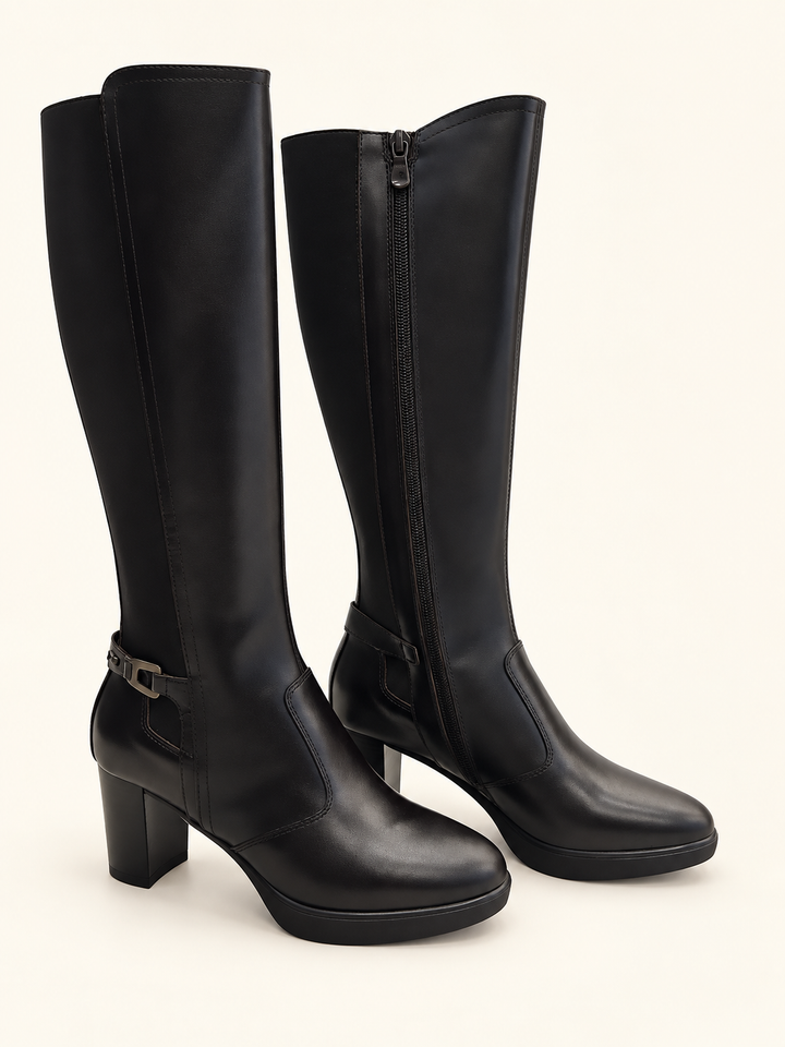 NERO GIARDINI STIVALE DA DONNA IN PELLE E TESSUTO I617940D - I617941D
