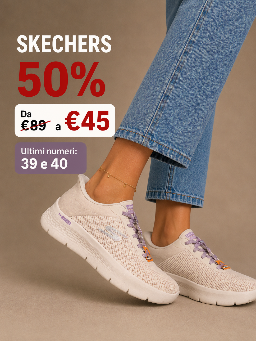SKECHERS BIANCA CON DETTAGLIO LILLA