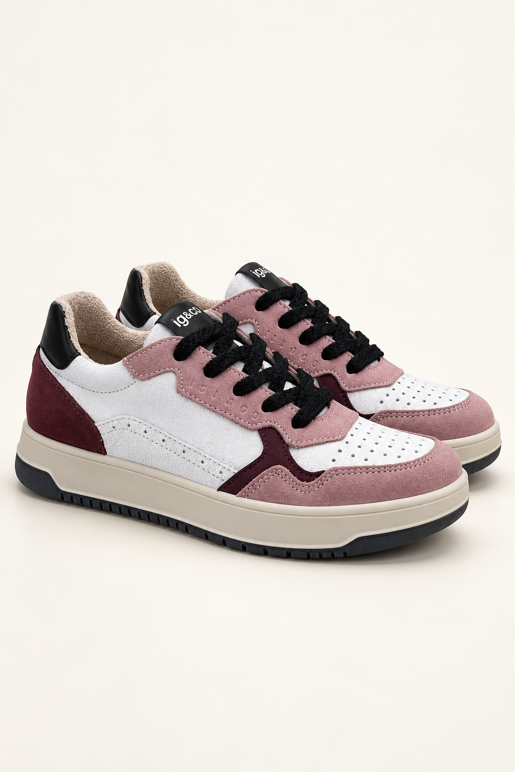 IGI&CO SNEAKER bianco e rosa con lacci 2167622