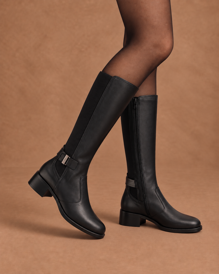 NERO GIARDINI STIVALE DA DA DONNA IN PELLE E TESSUTO I617900D