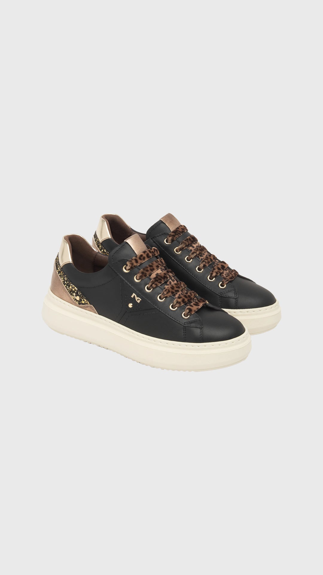 SNEAKER IN PELLE NERA PLATFORM