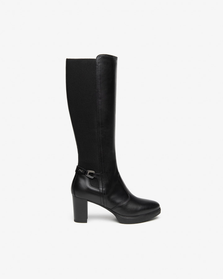 NERO GIARDINI STIVALE DA DONNA IN PELLE E TESSUTO I617940D - I617941D