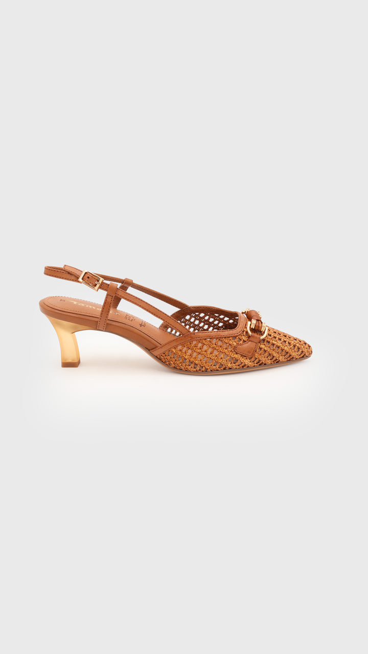 SLINGBACK RAFIA COGNAC