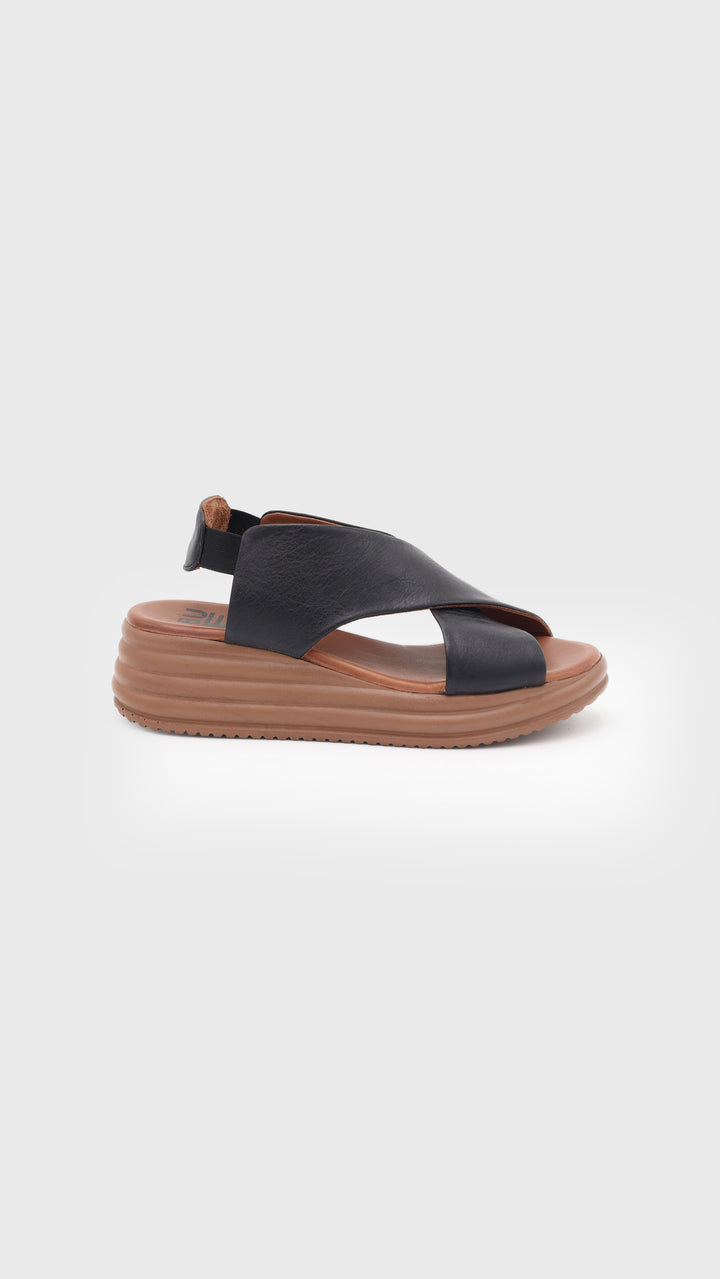 SANDALO ZEPPA FASCIA INCROCIATA NERA