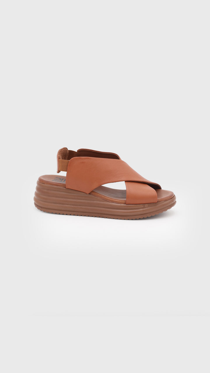 SANDALO ZEPPA FASCIA INCROCIATA CUOIO