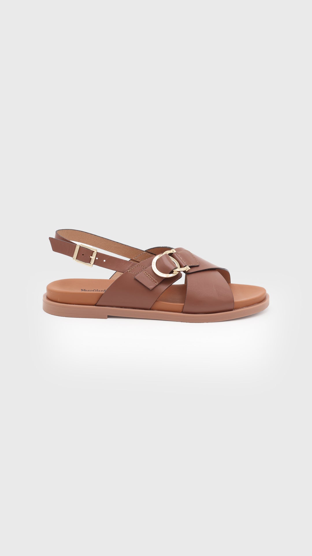SANDALO FASCIA INCROCIATA CUOIO