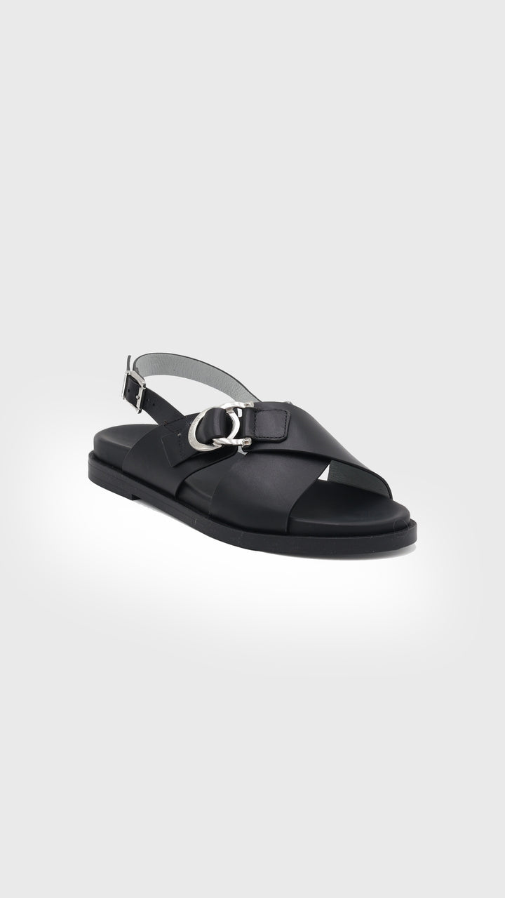 SANDALO FASCIA INCROCIATA NERO