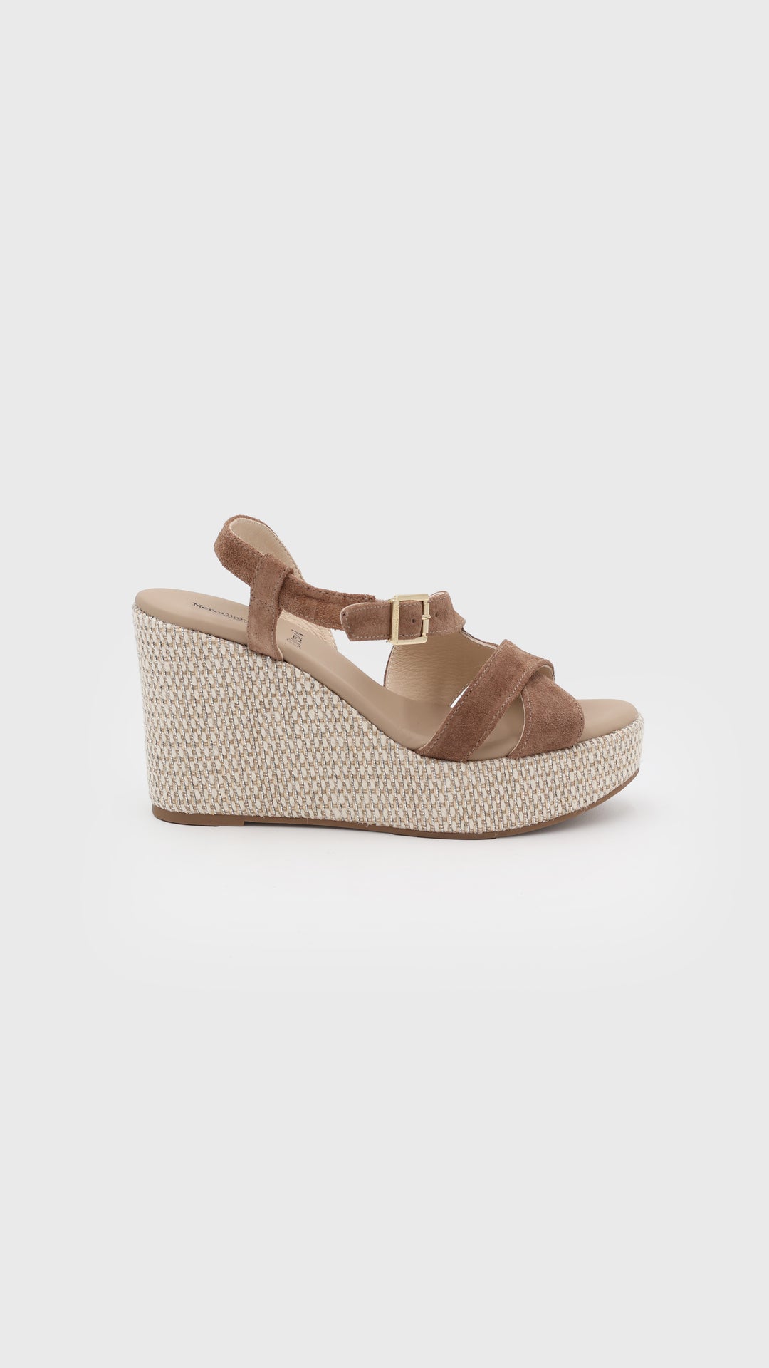 SANDALO CON ZEPPA RAFIA TAUPE