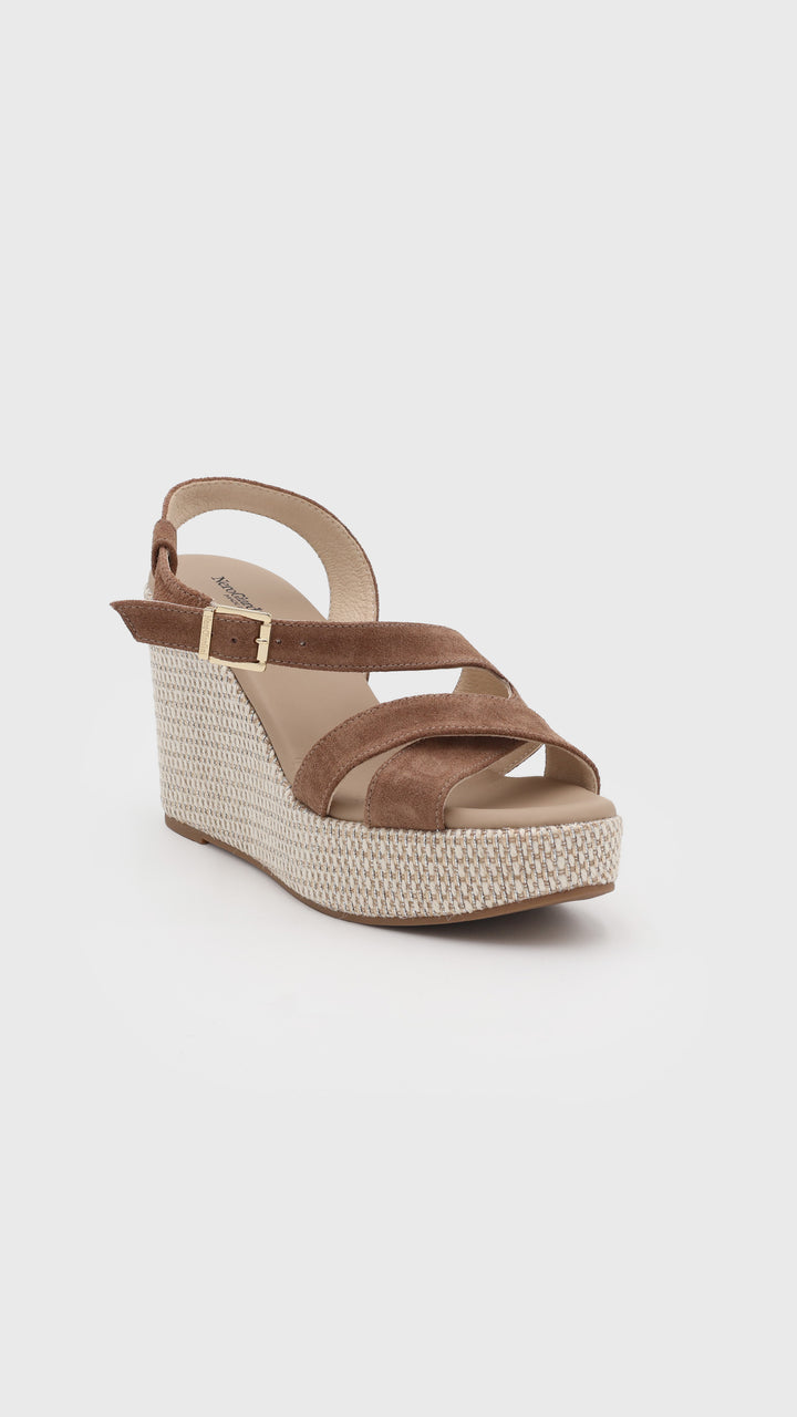 SANDALO CON ZEPPA RAFIA TAUPE