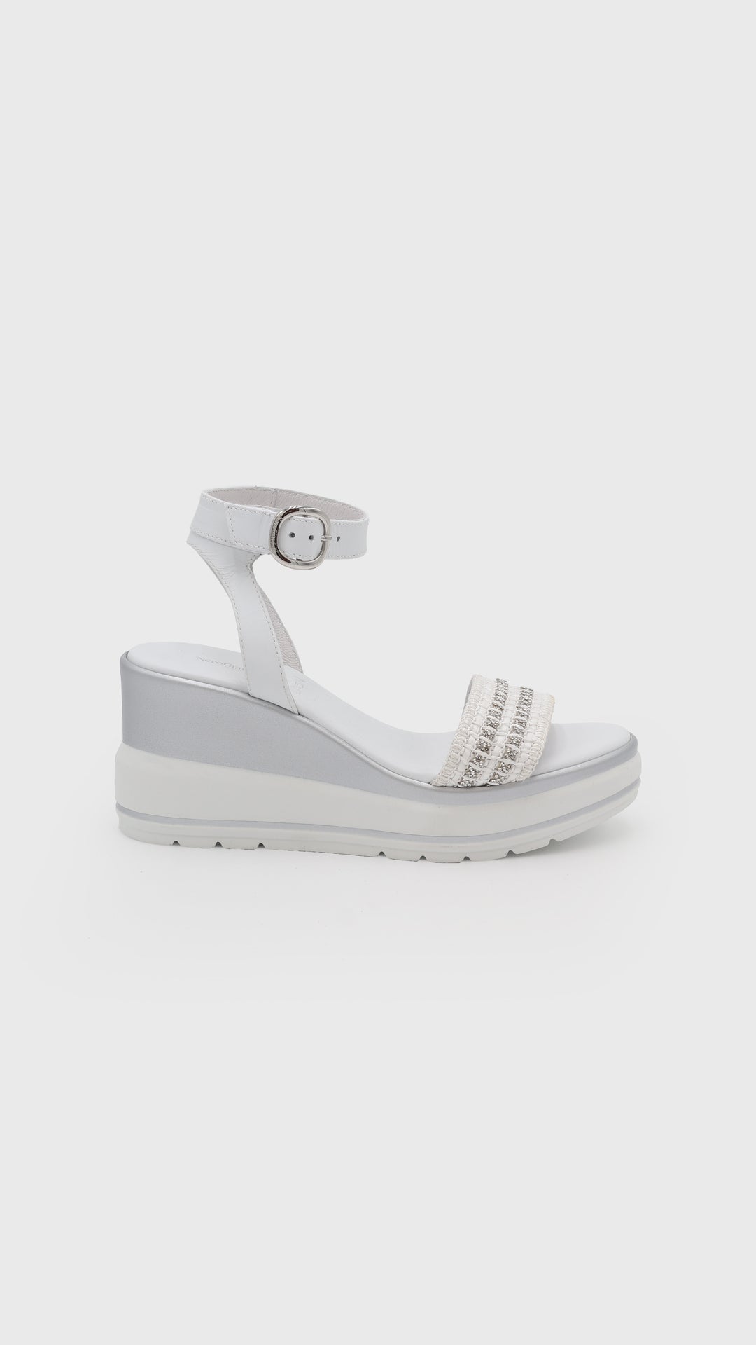 SANDALO CON ZEPPA BIANCO STRASS