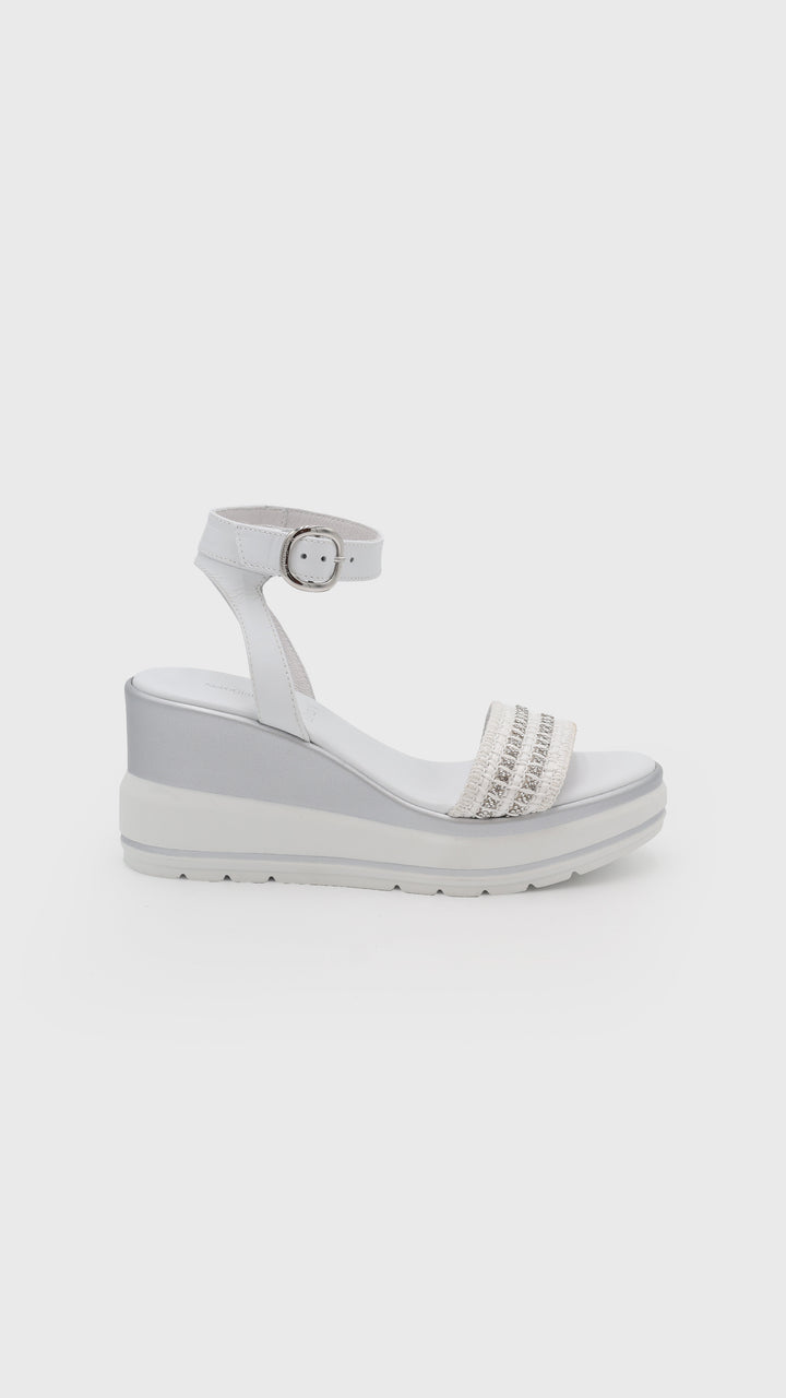 SANDALO CON ZEPPA BIANCO STRASS