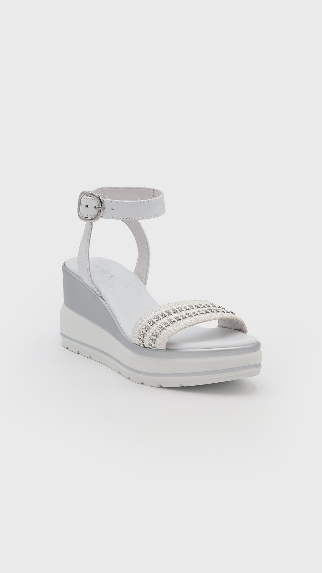 SANDALO CON ZEPPA BIANCO STRASS