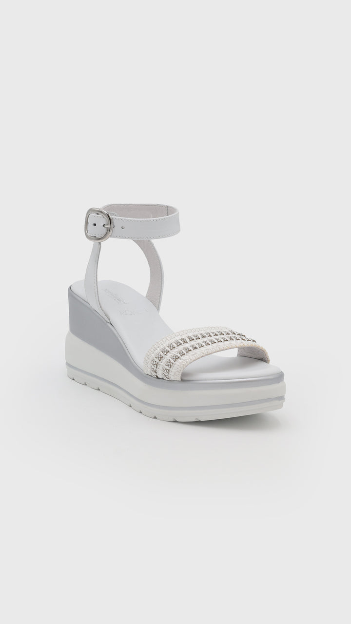 SANDALO CON ZEPPA BIANCO STRASS
