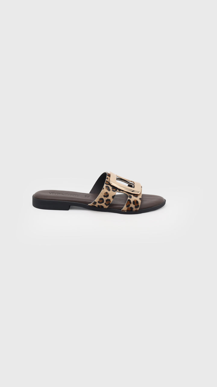 CIABATTA IN PELLE CAVALLINO LEO CON PLACCA ORO