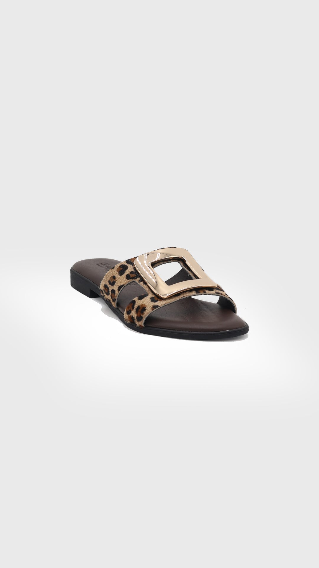 CIABATTA IN PELLE CAVALLINO LEO CON PLACCA ORO