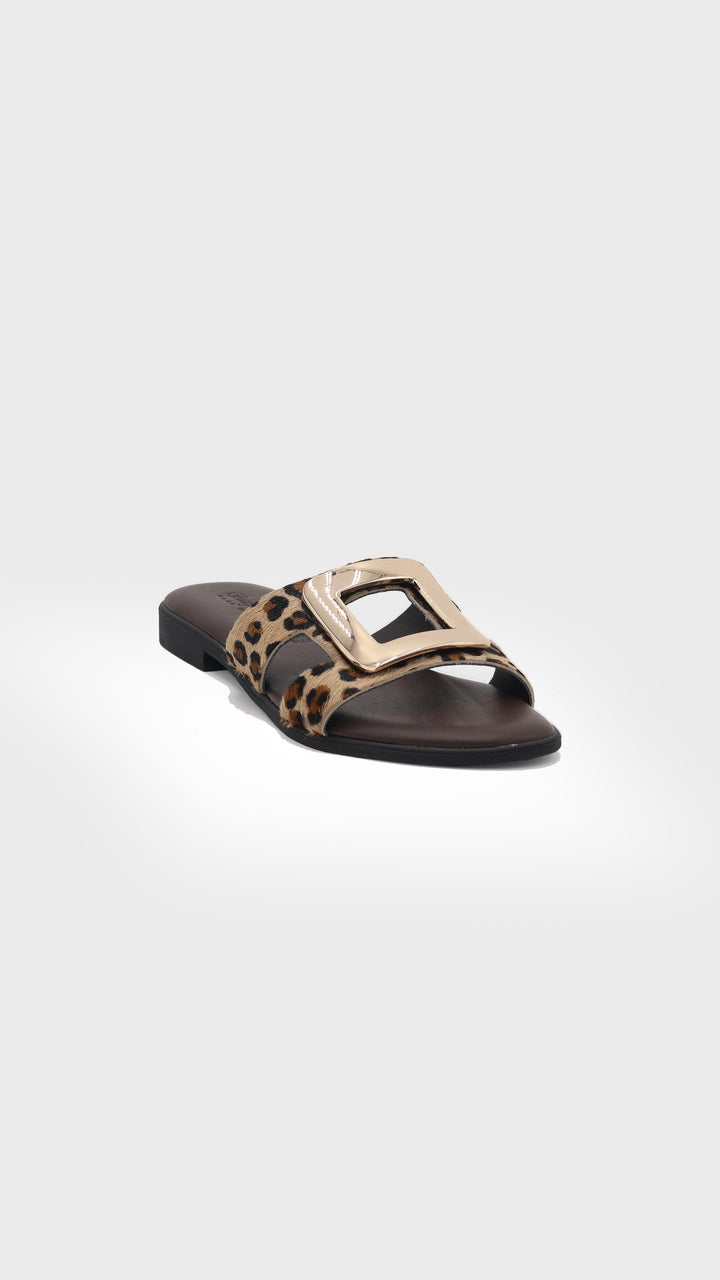 CIABATTA IN PELLE CAVALLINO LEO CON PLACCA ORO