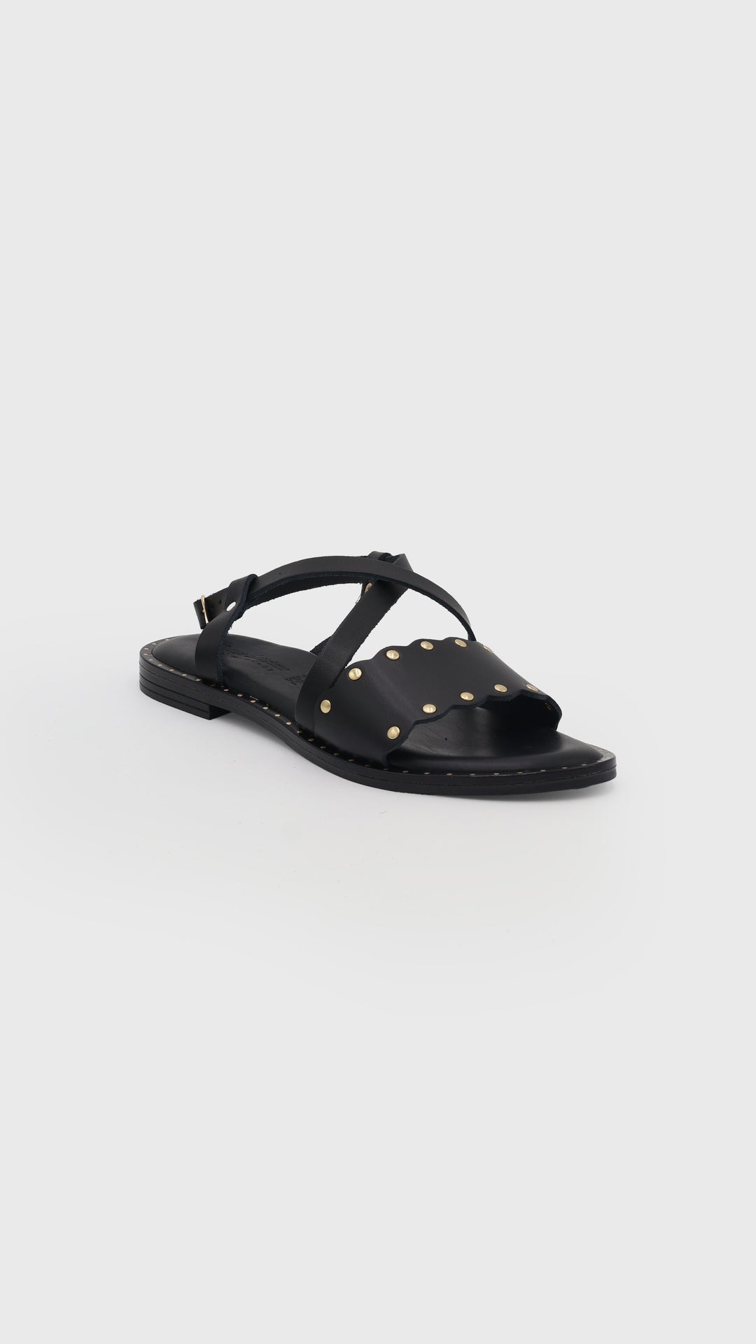 SANDALO FASCIA IN PELLE NERO