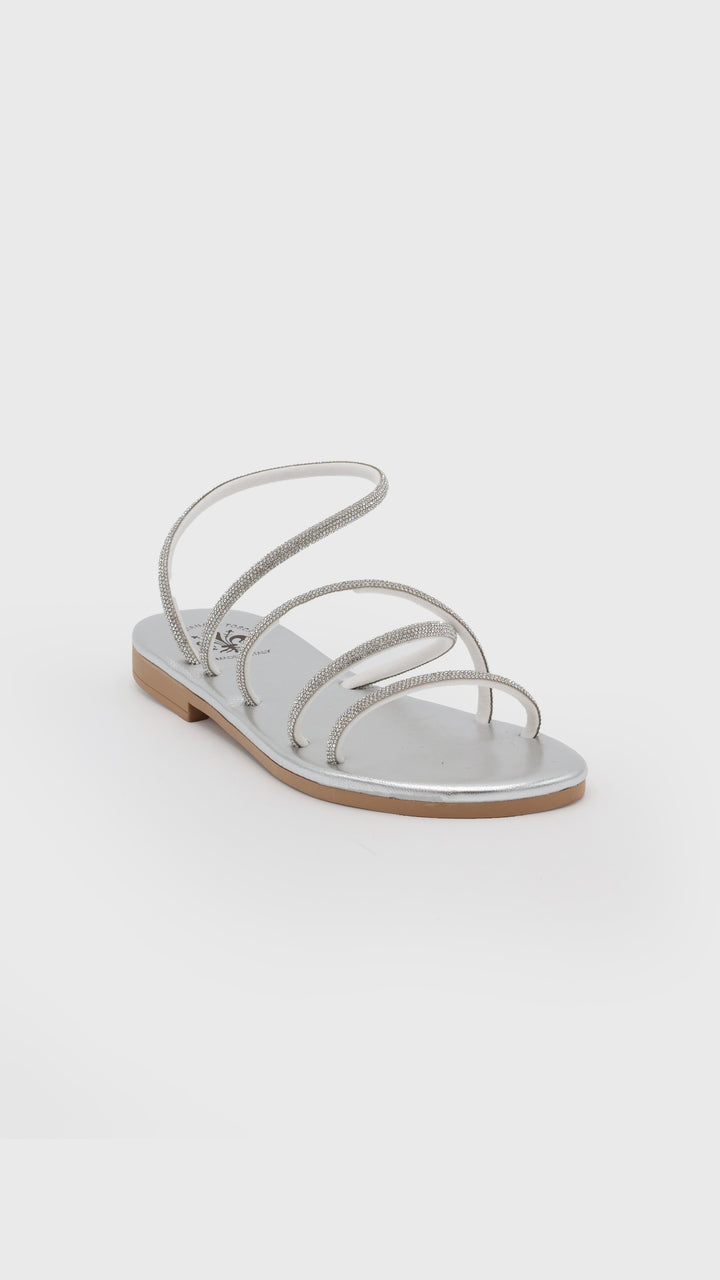 SANDALO FASCE GLITTER ARGENTO