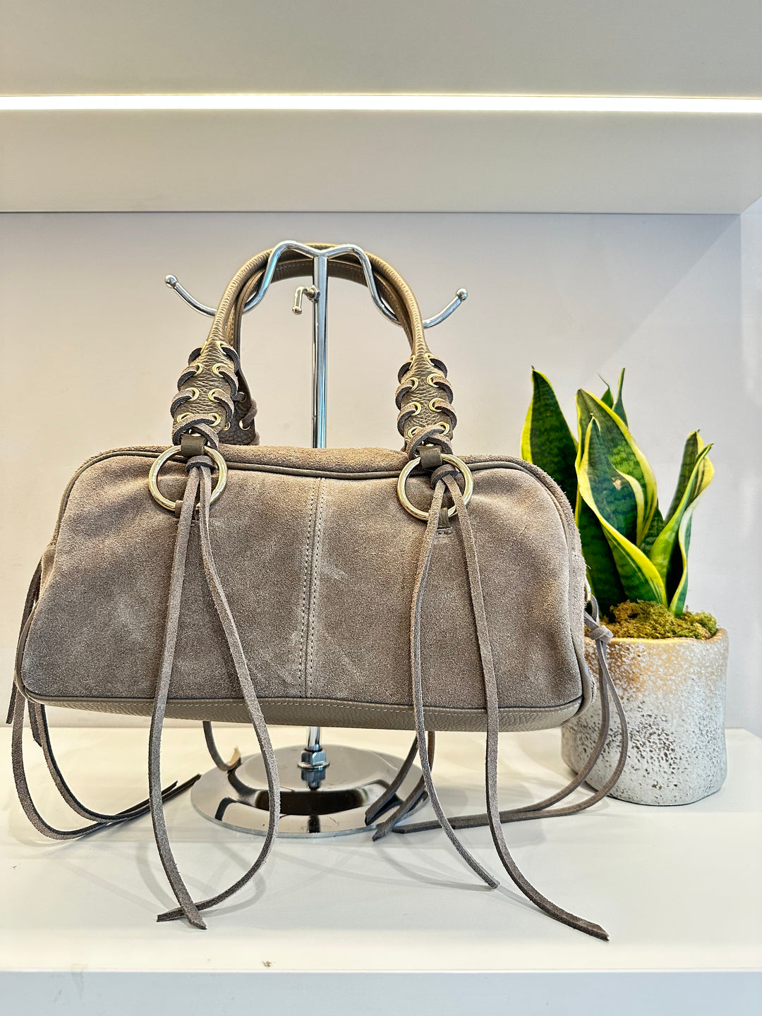 INTRECCIO SUEDE BAG TAUPE