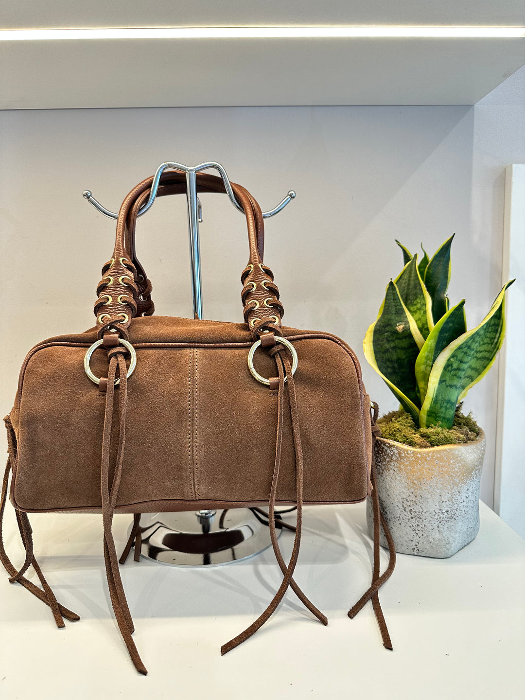 INTRECCIO SUEDE BAG CHOCOLATE