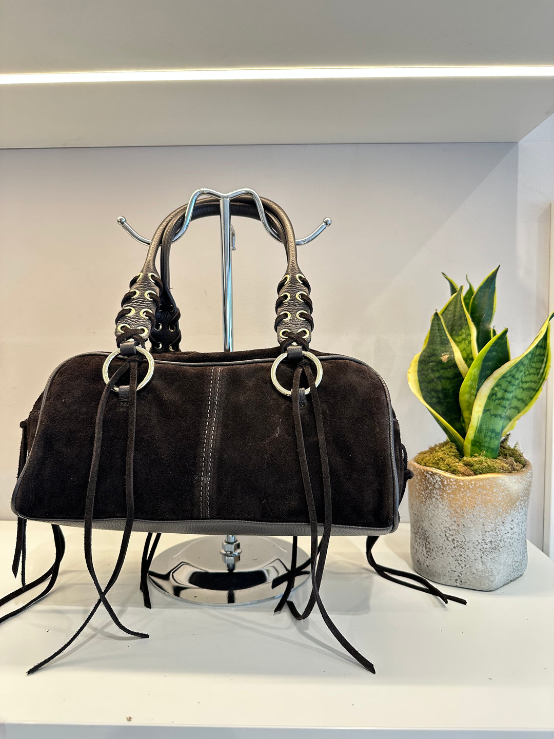INTRECCIO SUEDE BAG TESTA DI MORO