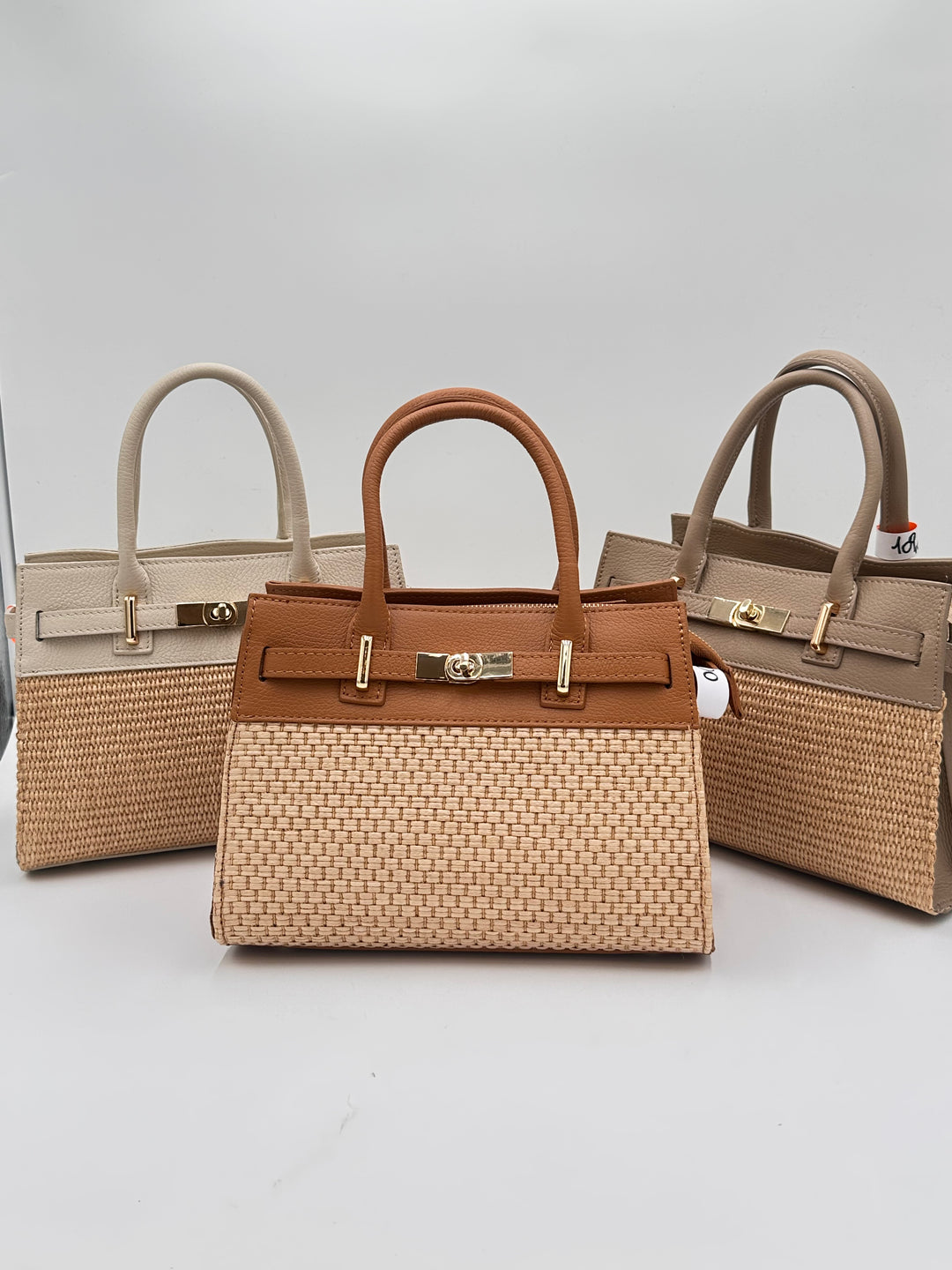 BORSA PELLE E RAFIA