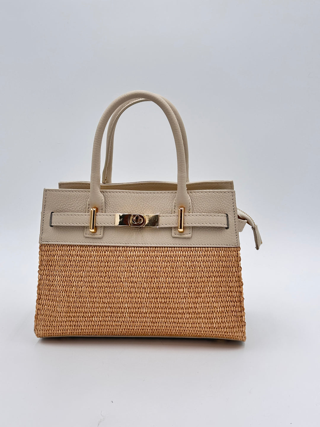 BORSA PELLE E RAFIA